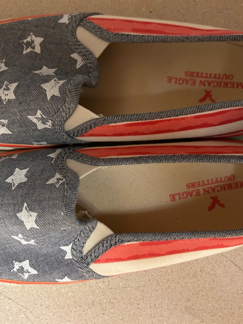 American Eagle Outfitters Red & Blue Star Pattern Slip-On Flats